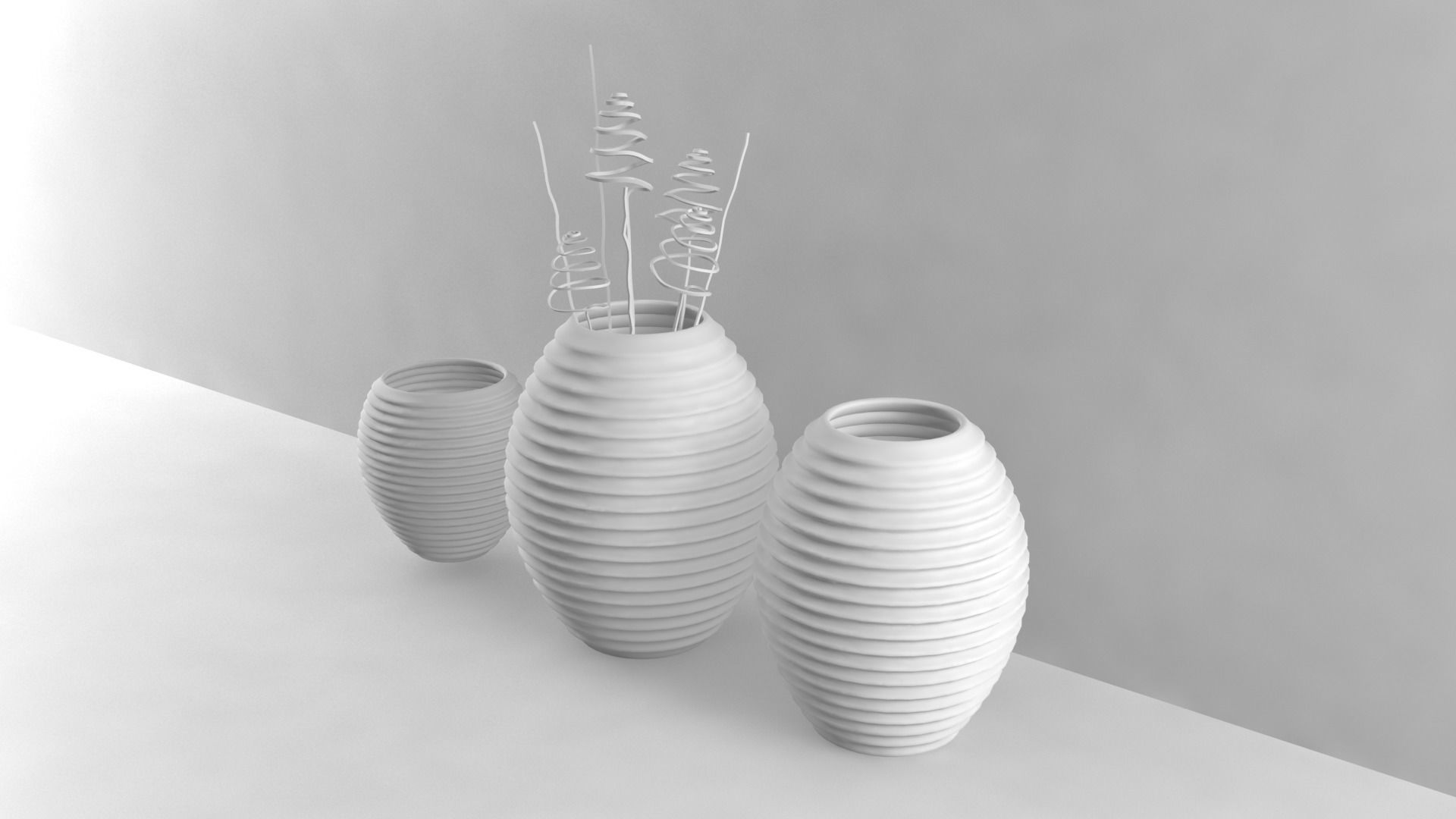 Vases two on wall Low-poly 3D model_2
