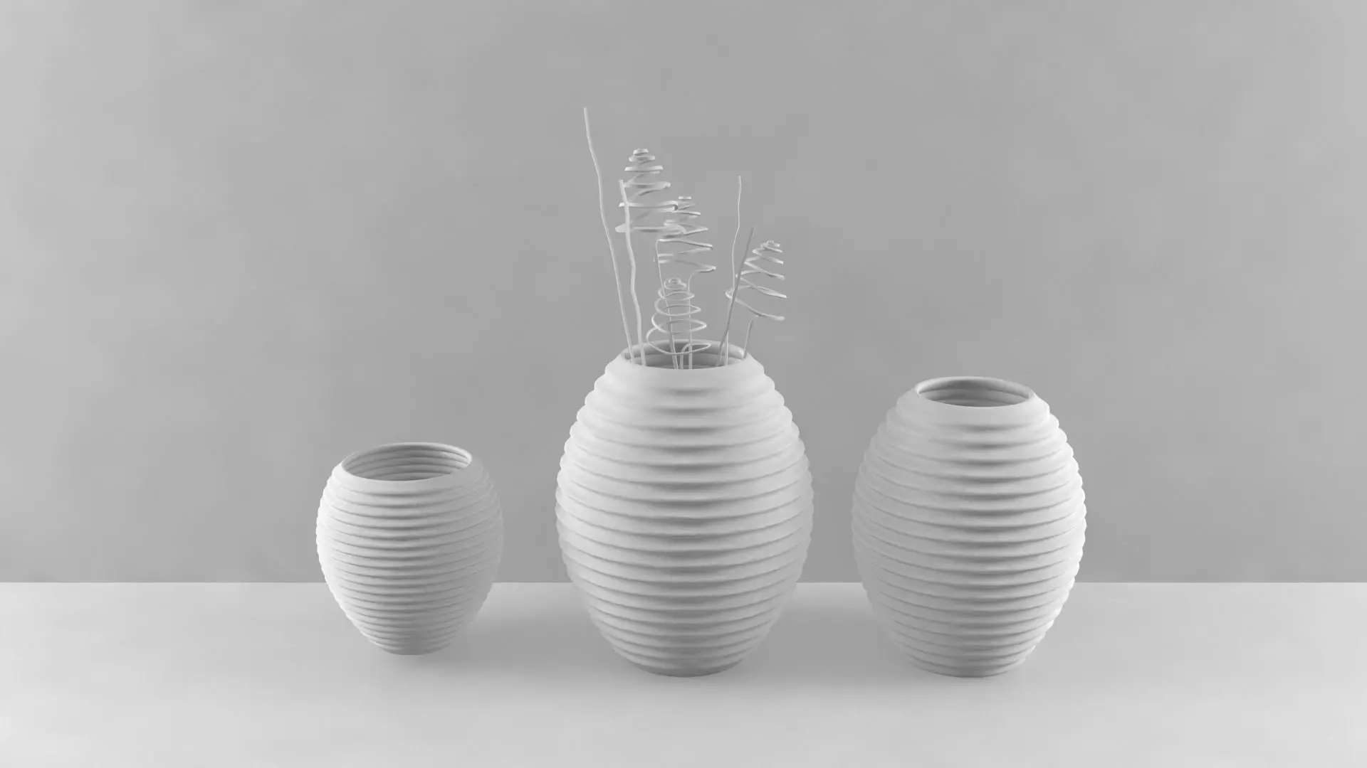 Vases two on wall Low-poly 3D model_0
