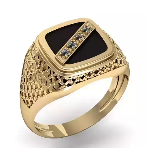signet ring with onyx Free 3D print model