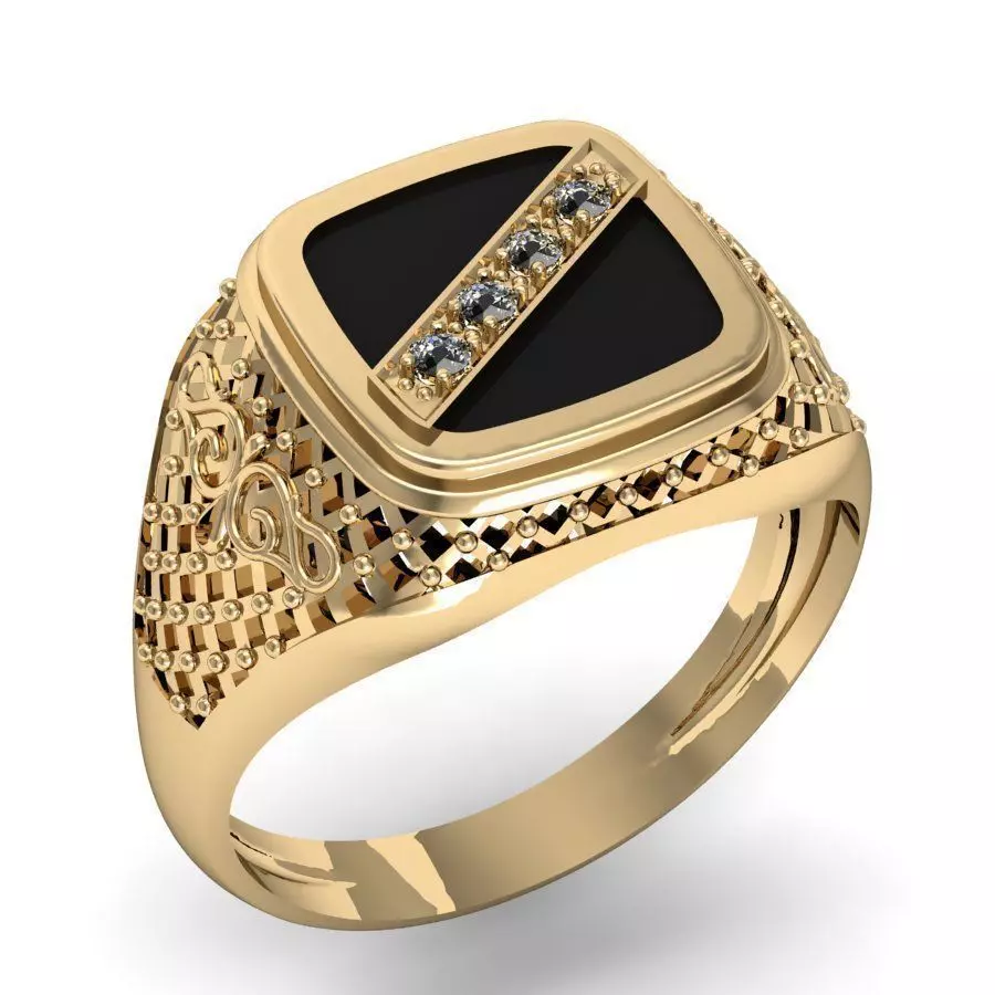 signet ring with onyx Free 3D print model