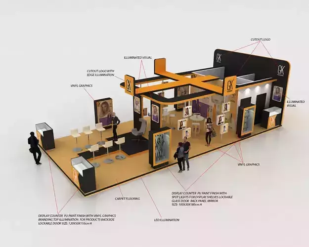 13x6 meter exhibition stand 3D model