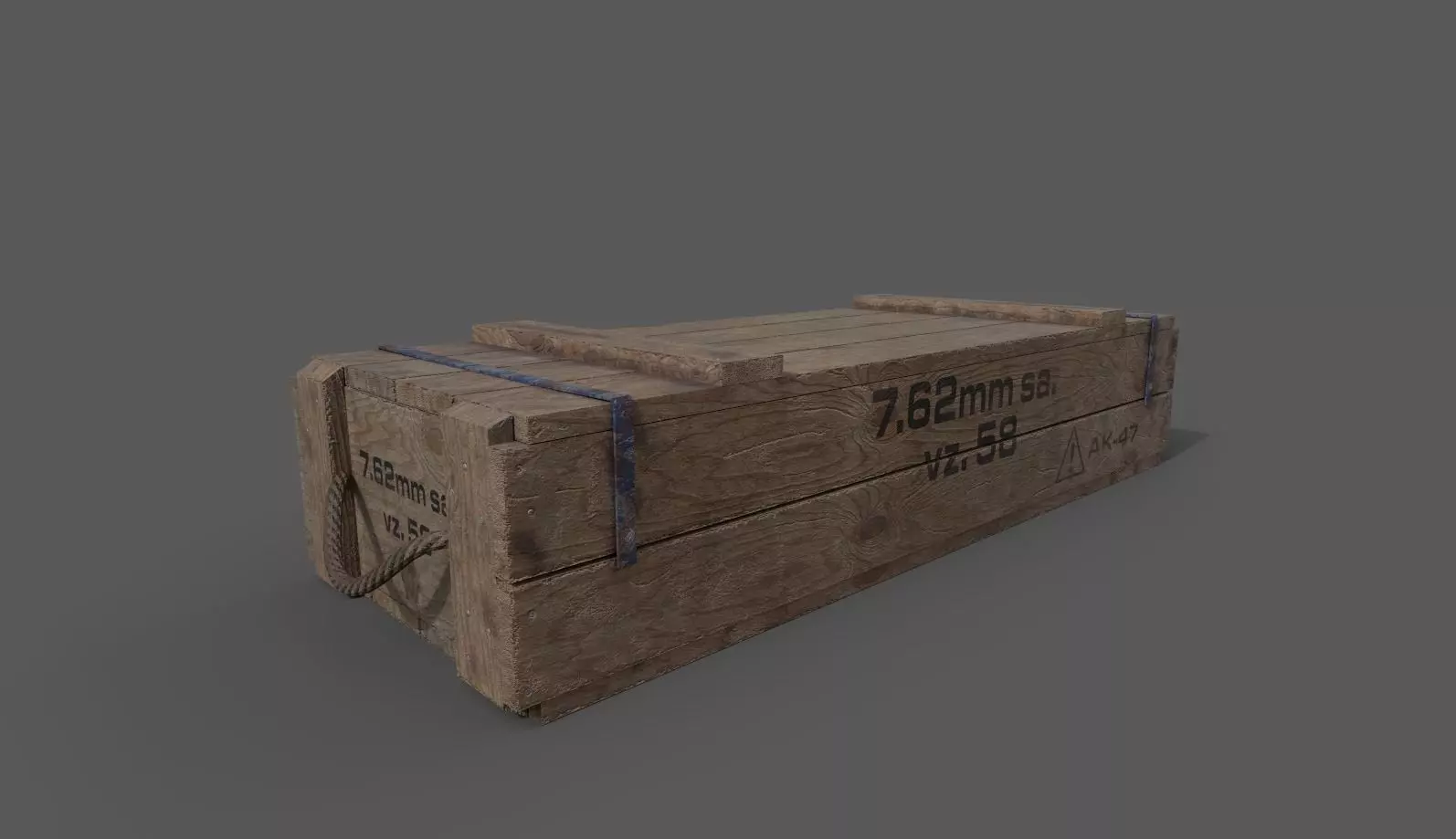 AK-47 wood box 3D model Low-poly 3D model_0