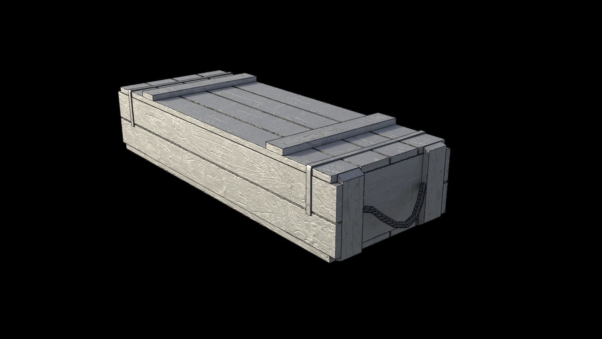 AK-47 wood box 3D model Low-poly 3D model_2
