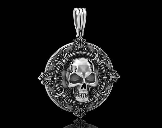 Pendant with a skull and patterns 400 3D print model