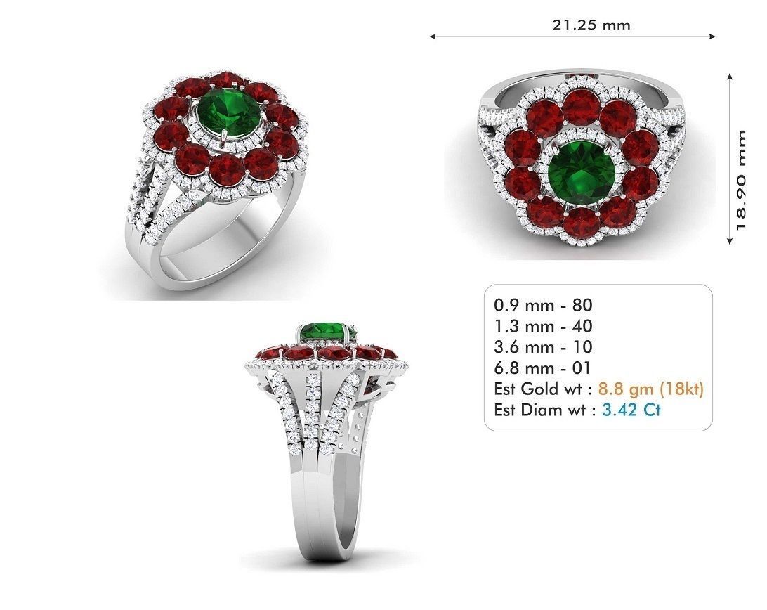 BULK-3DM-With Gems-RING 309 Files 3D print model_144