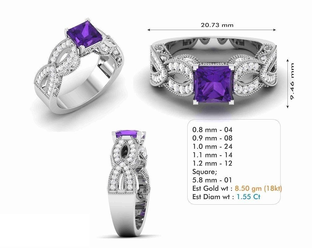 BULK-3DM-With Gems-RING 309 Files 3D print model_180