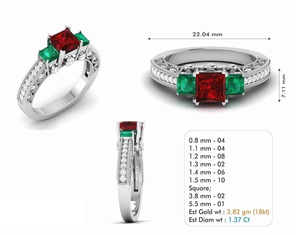 BULK-3DM-With Gems-RING 309 Files 3D print model_219