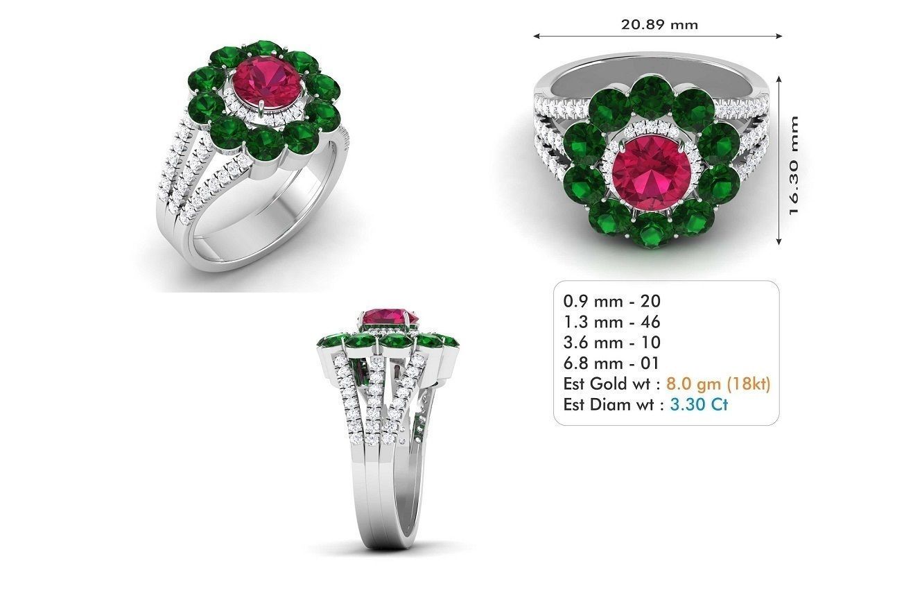 BULK-3DM-With Gems-RING 309 Files 3D print model_142
