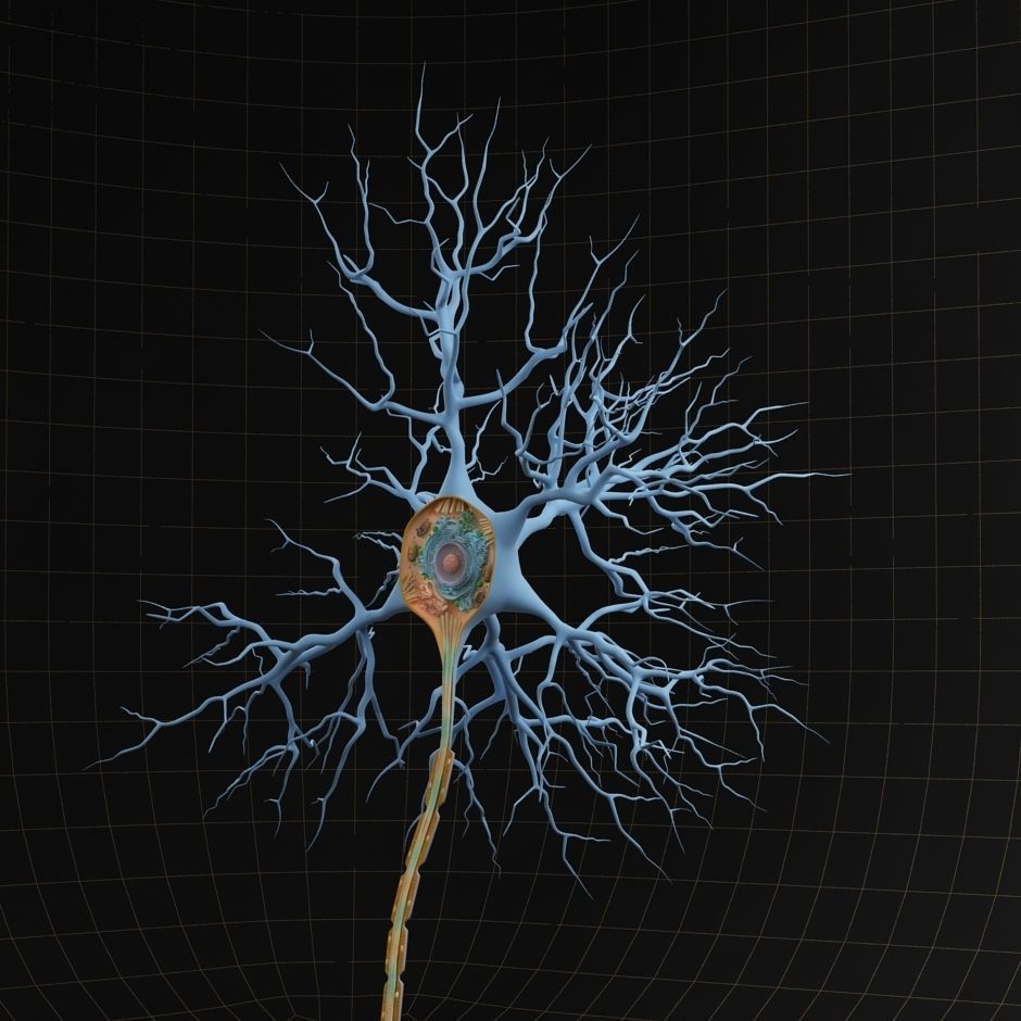 Neuron Cell Structure Section 3D model_4