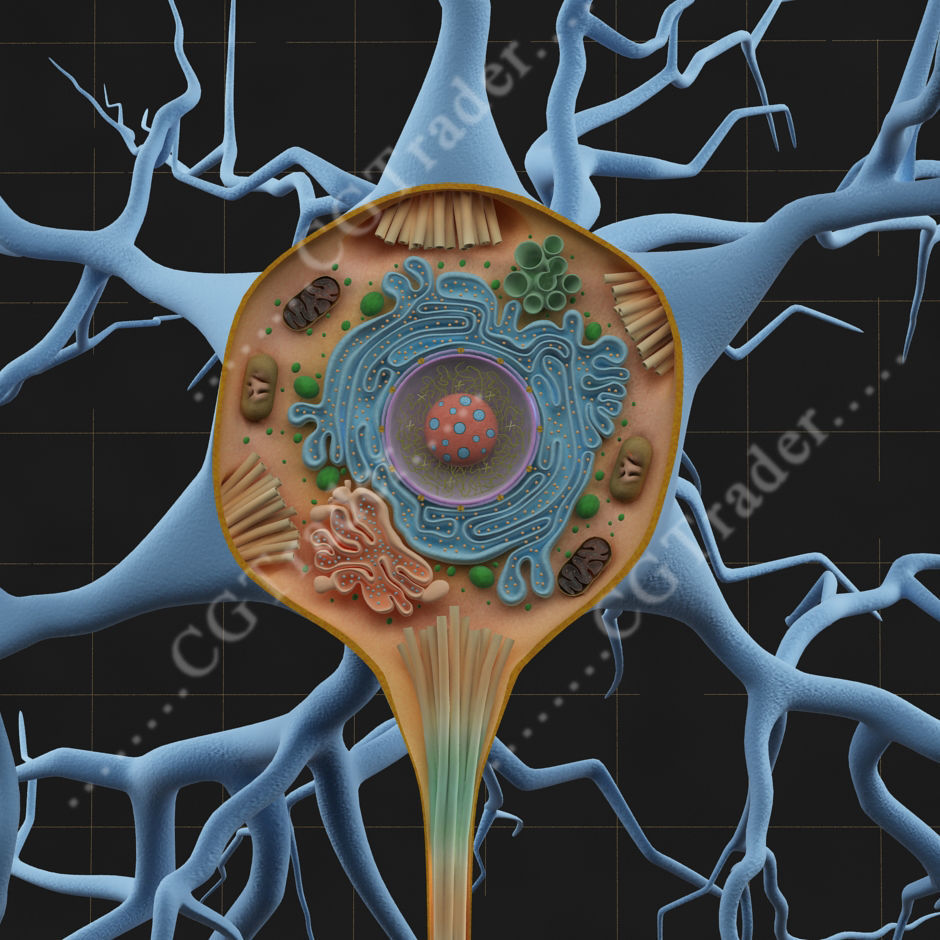 Neuron Cell Structure Section 3D model_5