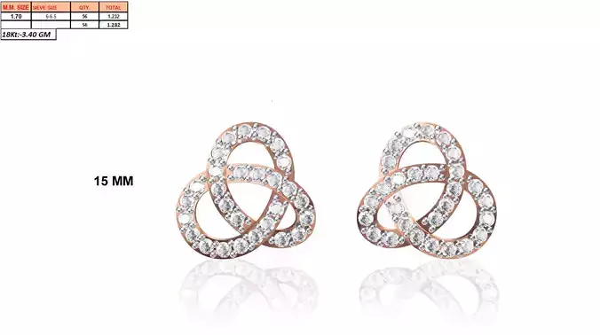 Rose Gold Flower Shaped Eartops With Diamonds 1