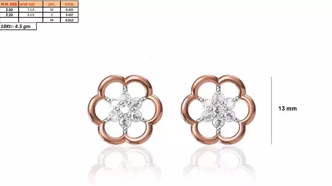 Rose Gold Flower Shaped Ear Stud 