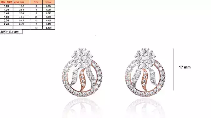 Round Shaped Ear Stud With Diamonds