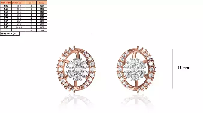 Oval Shaped Ear Stud With Diamonds 1