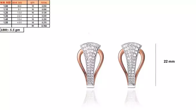 Rose Gold Ear Stud With Diamonds 3