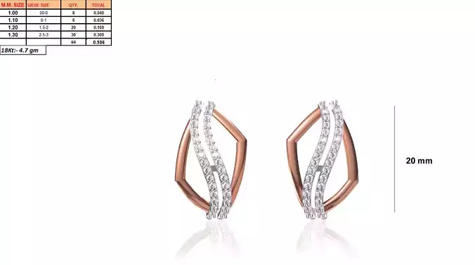 Rose Gold Ear Stud With Diamonds 4