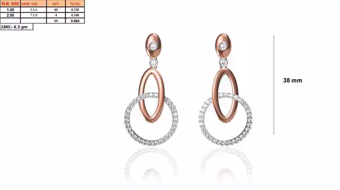 Round Shaped Drop Earrings With Diamonds 3