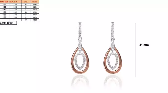 Drop Shaped Drop Earrings With Diamonds 3D print model