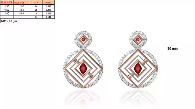 Round Shaped Drop Earrings With Ruby 1