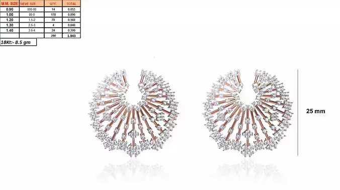 Round Shaped Ear Stud With Diamonds 7