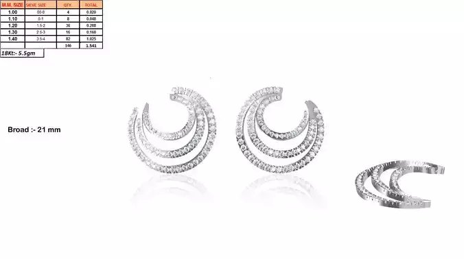 Round Shaped Earrings With Diamonds 3D print model