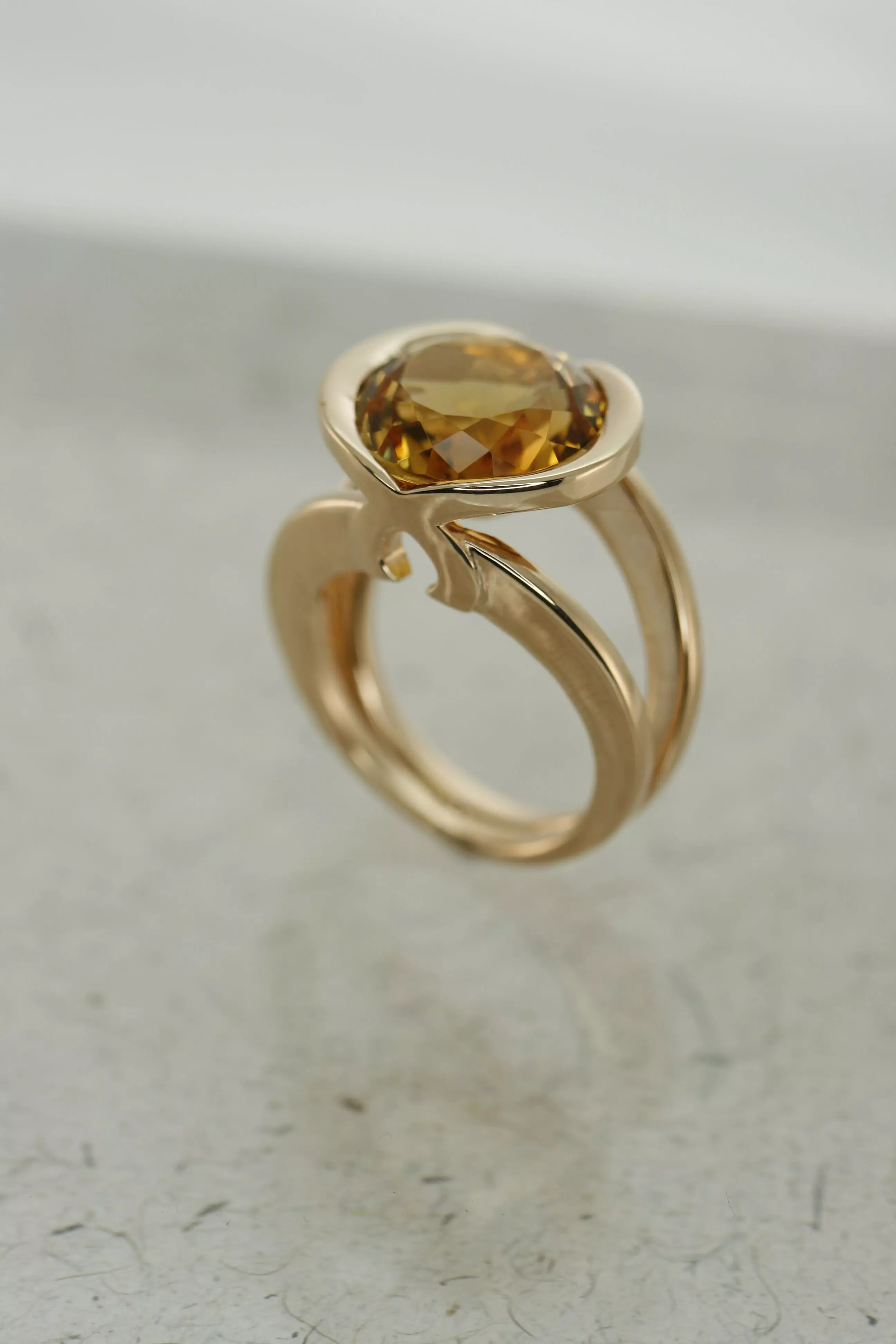 Rose gold ring with Citrin 3D print model