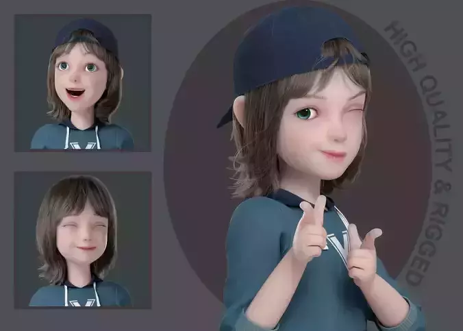 Cartoon Boy Rigged 3D model