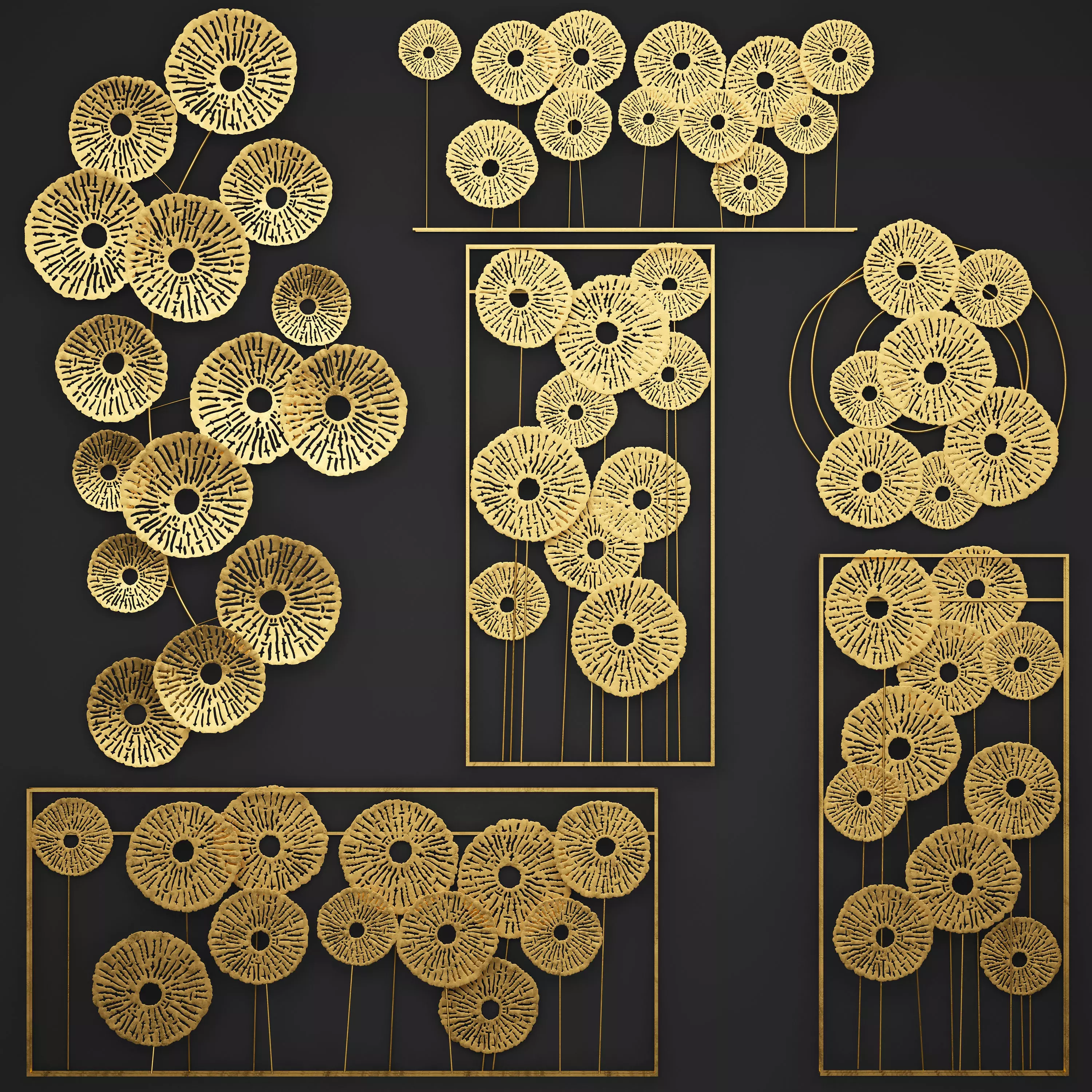 Gold Wall art Sculpture 3D model