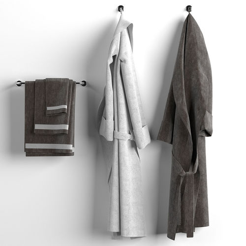 Bathrobes and towels set 3D model