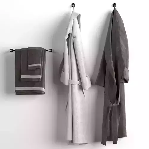 Bathrobes and towels set 3D model