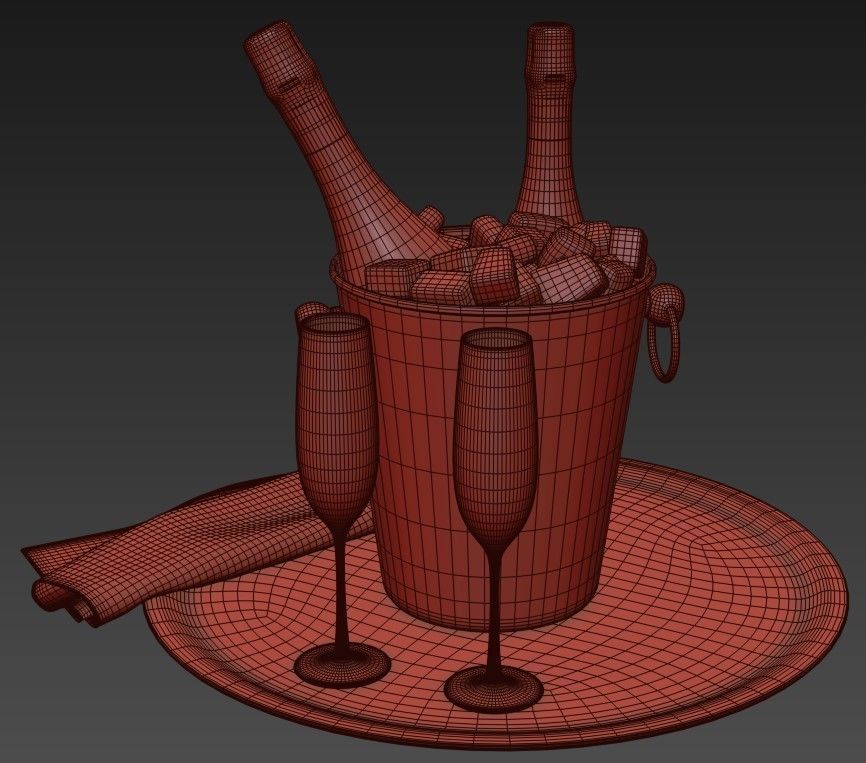 Champagne in Bucket 3D model_7