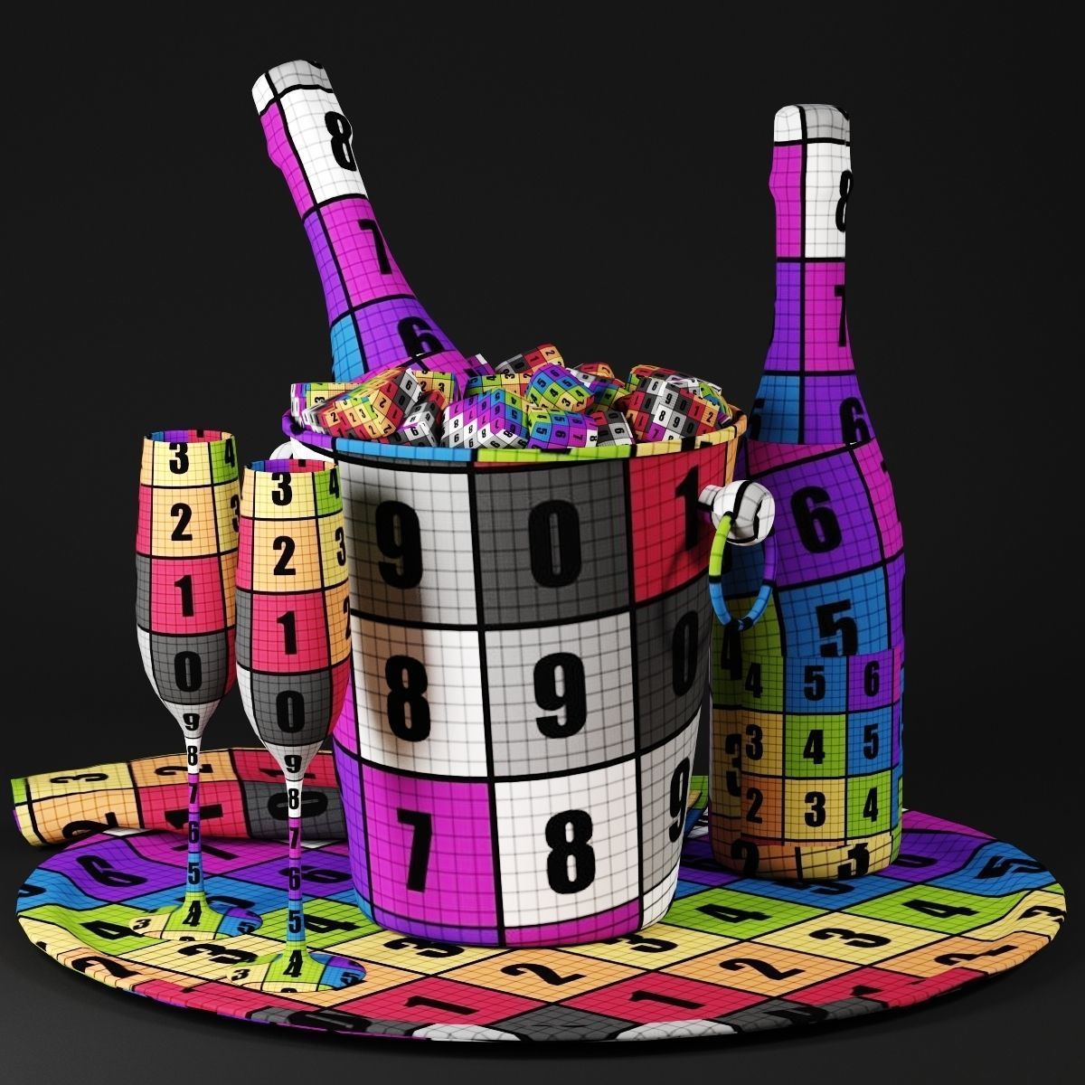 Champagne in Bucket 3D model_3