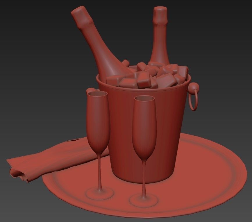 Champagne in Bucket 3D model_4