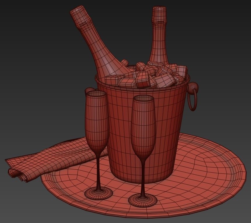 Champagne in Bucket 3D model_6
