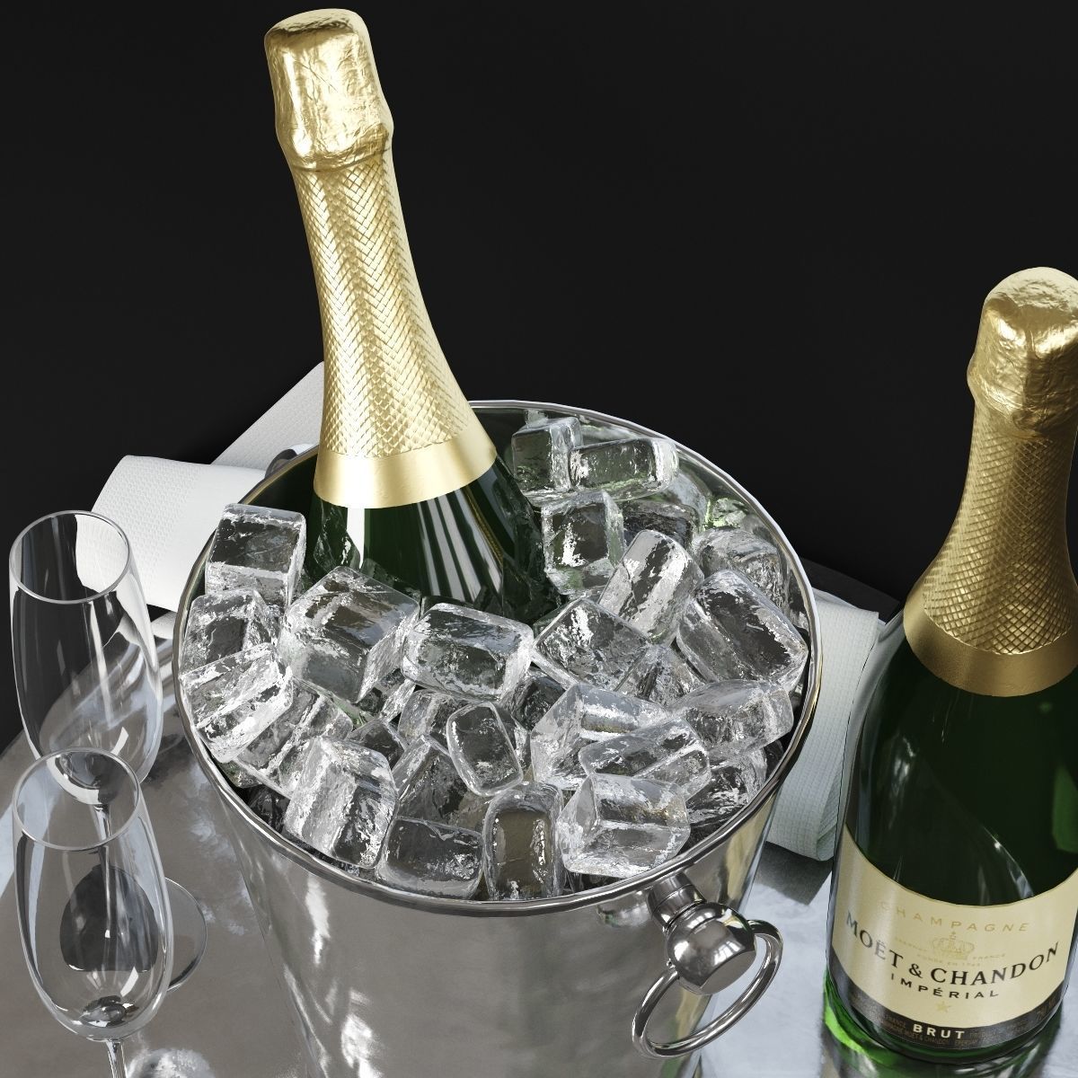 Champagne in Bucket 3D model_1