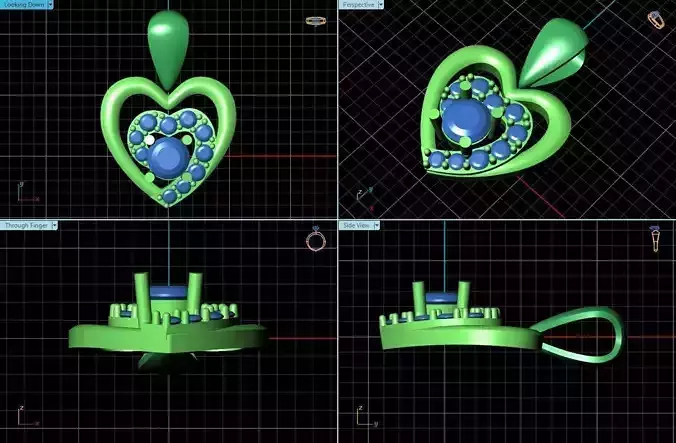 Heart Shaped Pendant With Diamonds 5