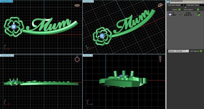 Flower Shaped Ear Stud With Text Script 3D print model