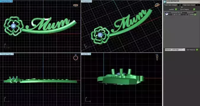 Flower Shaped Ear Stud With Text Script