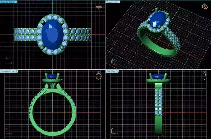 Oval Shaped Halo Ring With Diamonds