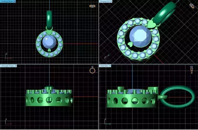 Round Shaped Halo Pendant With Diamonds