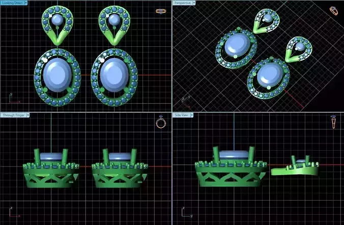 Oval Shaped Drop Earrings With Diamonds 3