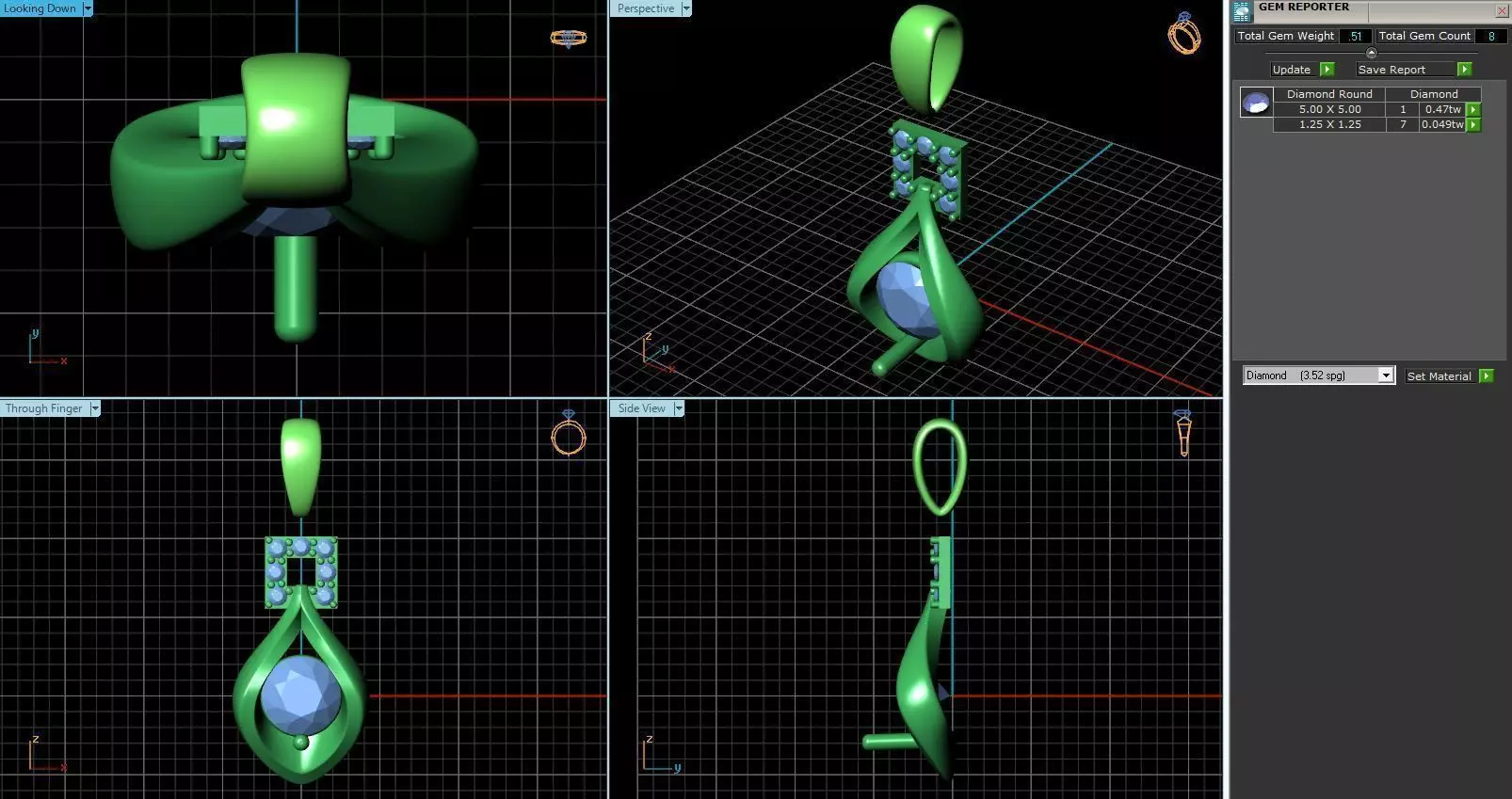 Drop Shaped Pendant With Diamonds 1 3D print model_0