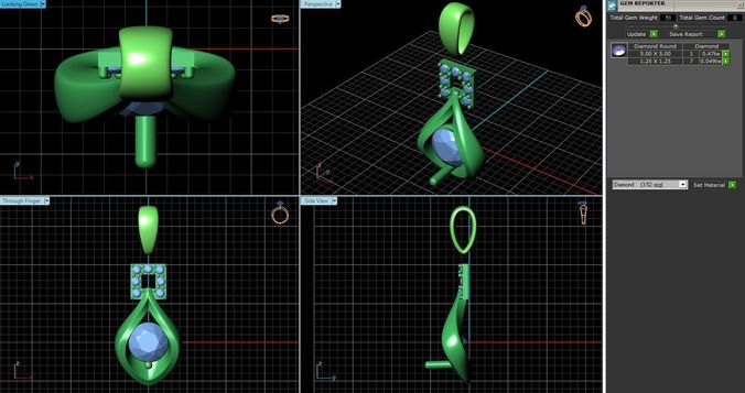 Drop Shaped Pendant With Diamonds 1 3D print model