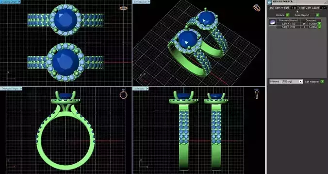 Halo Couple Rings With Diamonds 3D print model