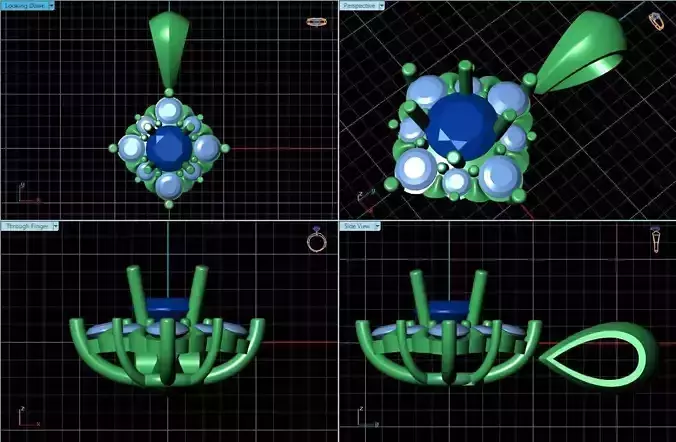 Square Pendant With Diamonds