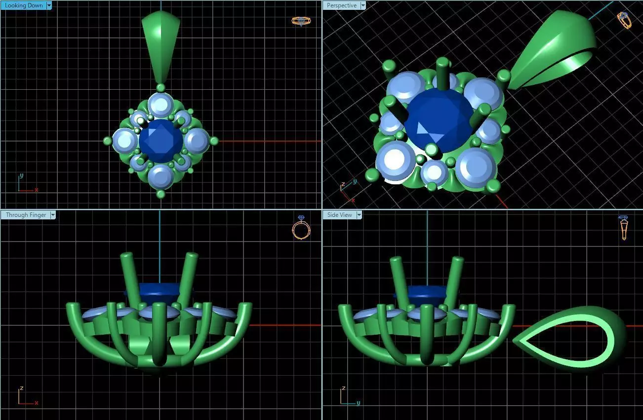 Square Pendant With Diamonds 3D print model_0