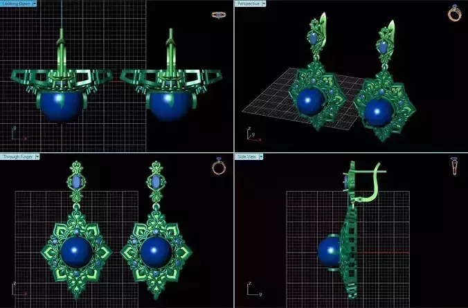 Flower Shaped Drop Earrings With Diamonds 3