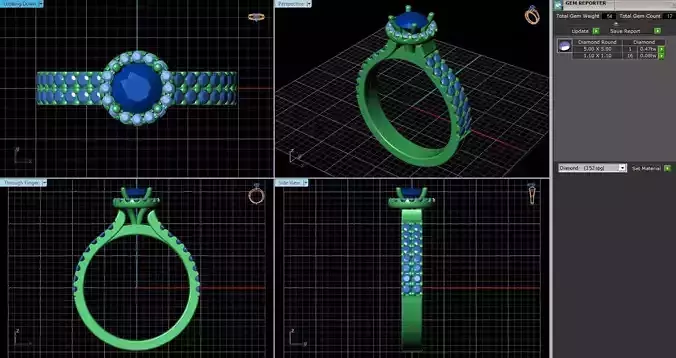 Halo Ring With Diamonds 3D print model
