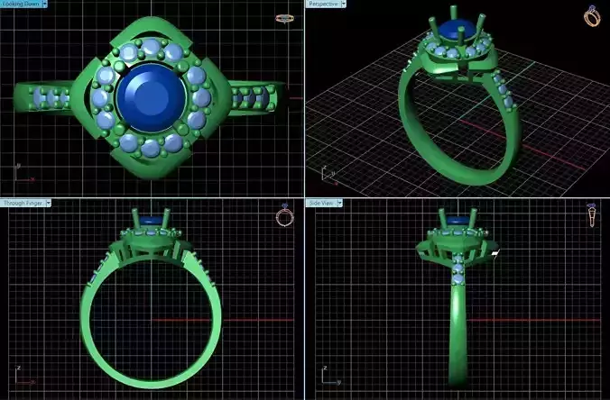 Square Halo Ring With Diamonds