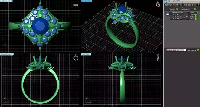 Engagement Ring With Diamonds 221 3D print model